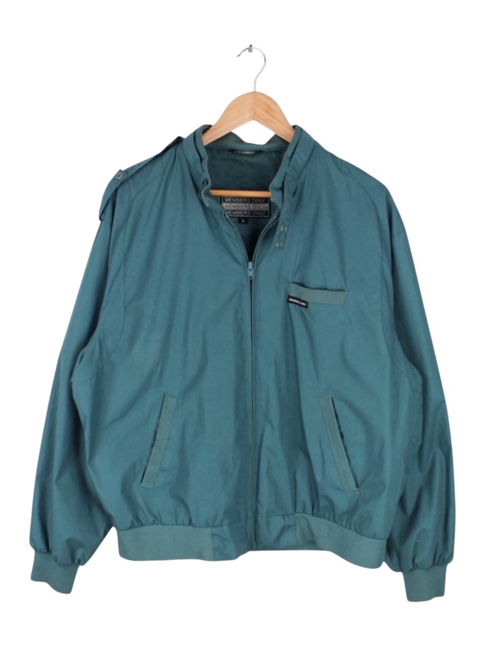 Vintage Members Only Teal Bomber Jacket Full Zip Lightweight Retro‎ Men's Large